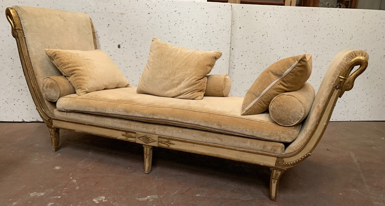 Empire style daybed in patinated and gilded wood XX century