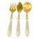 Suite of 3 dessert service elements with silver handles and sprinkler spoon