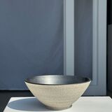Duo of gray Indonesian ceramic bowls or salad bowls