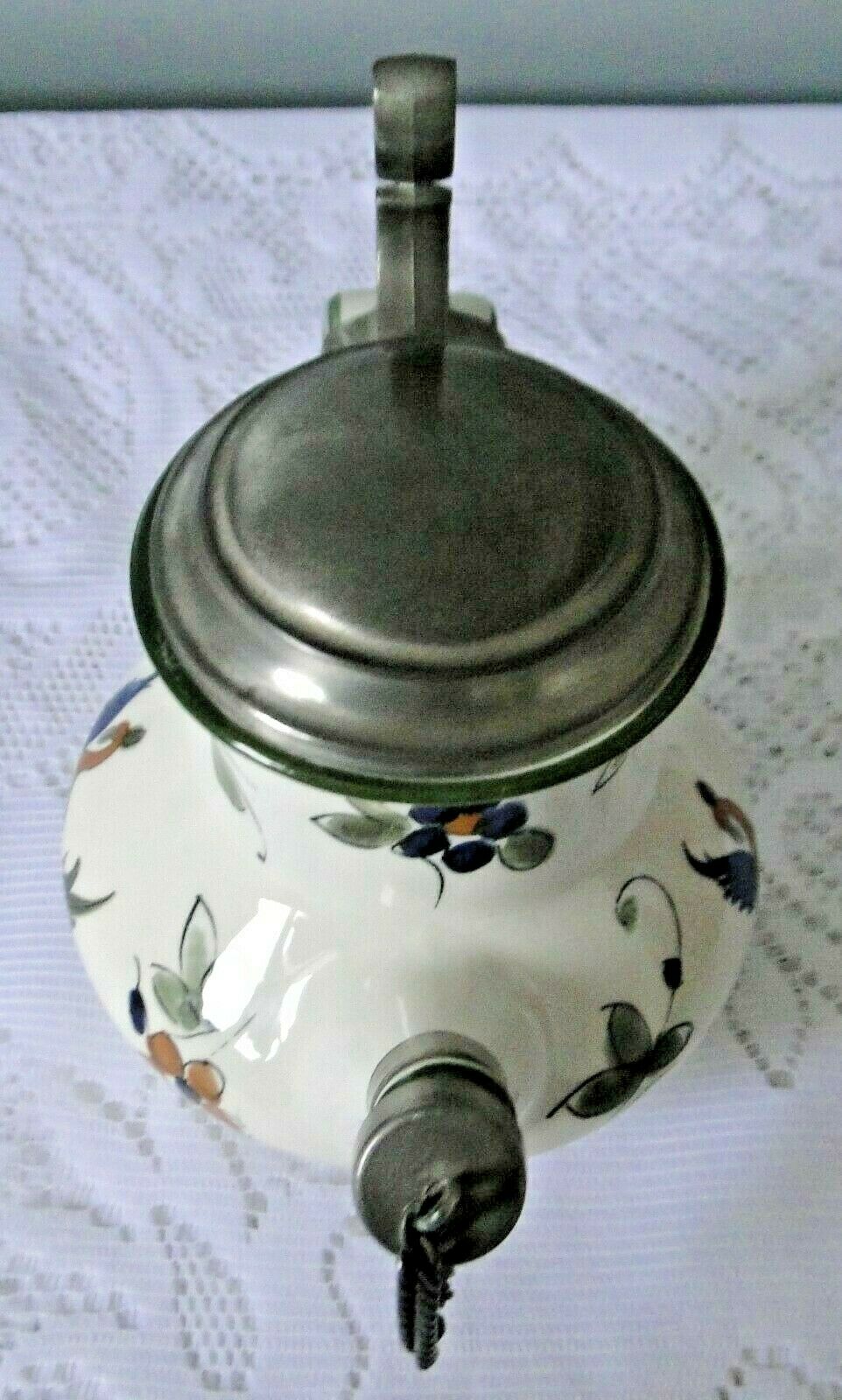 Ceramic belly pitcher lid and spout closed capodimonte chimeric decoration
