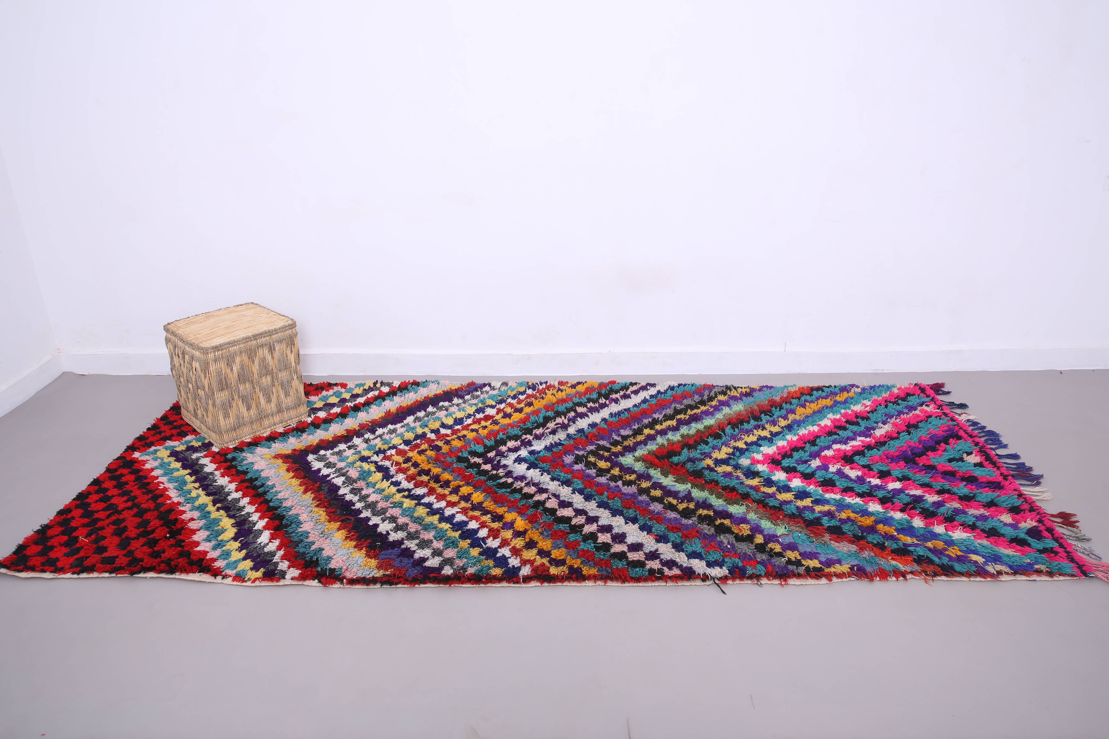 Colourful vintage moroccan runner rug 137 x 314 cm - handmade berber rug