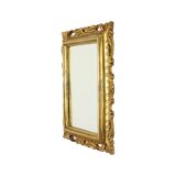 French Gilded Mirror Gold Leaf Baroque Style Rectangular 1950s