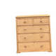 Large antique English chest of drawers in raw solid wood.