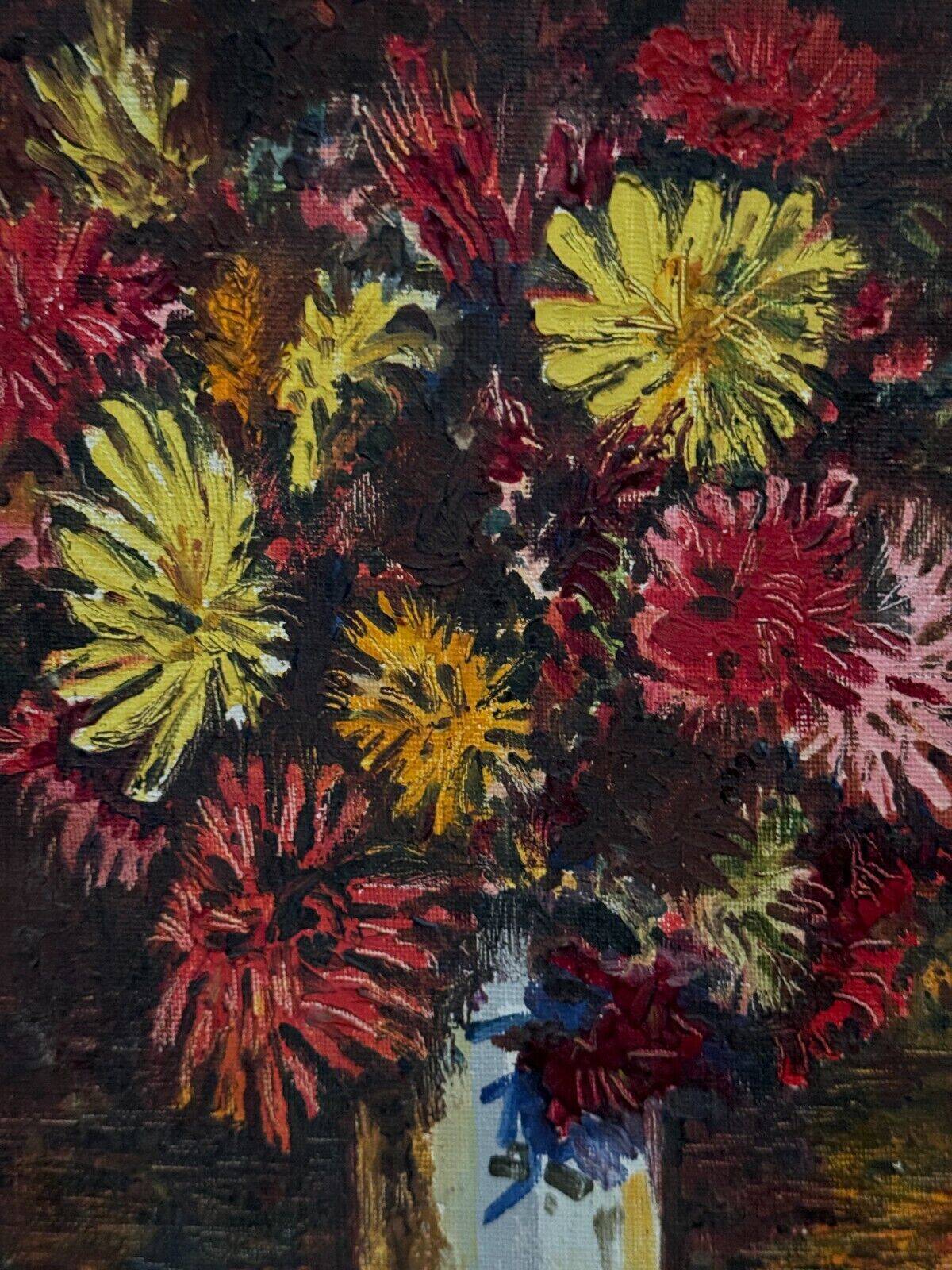 Oil on cardboard by J.-P. Ducos still life 1960 bouquet of flowers