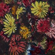 Oil on cardboard by J.-P. Ducos still life 1960 bouquet of flowers