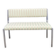 Chrome Bench Green Stripped 1970s Hollywood Regency Modernist Vintage
