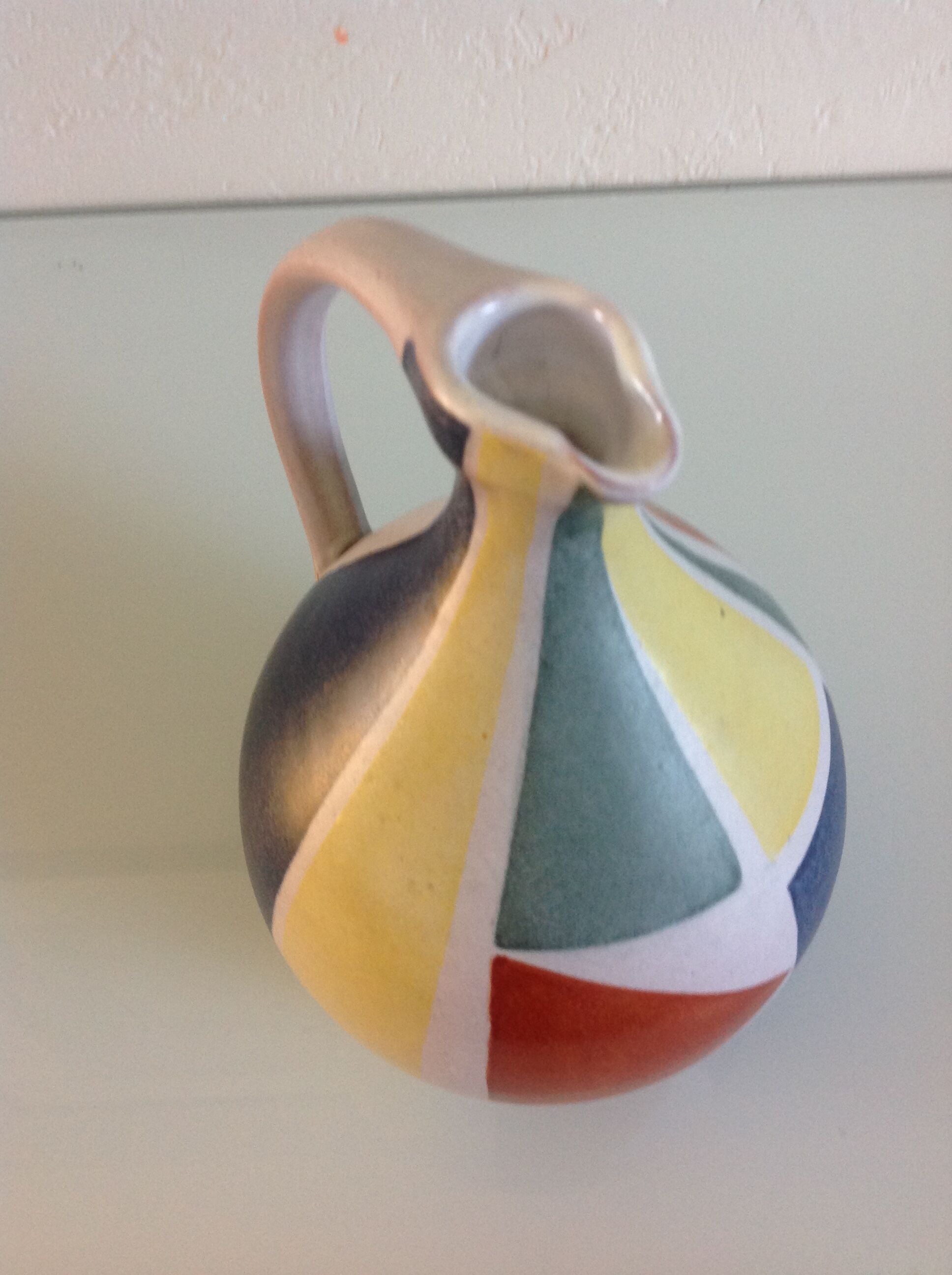 Vase ball vintage polychrome ceramic