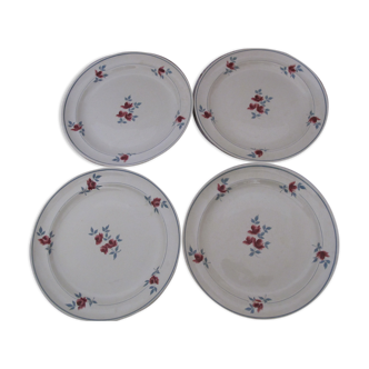 4 assiettes plates en faïence de Moulin des Loups