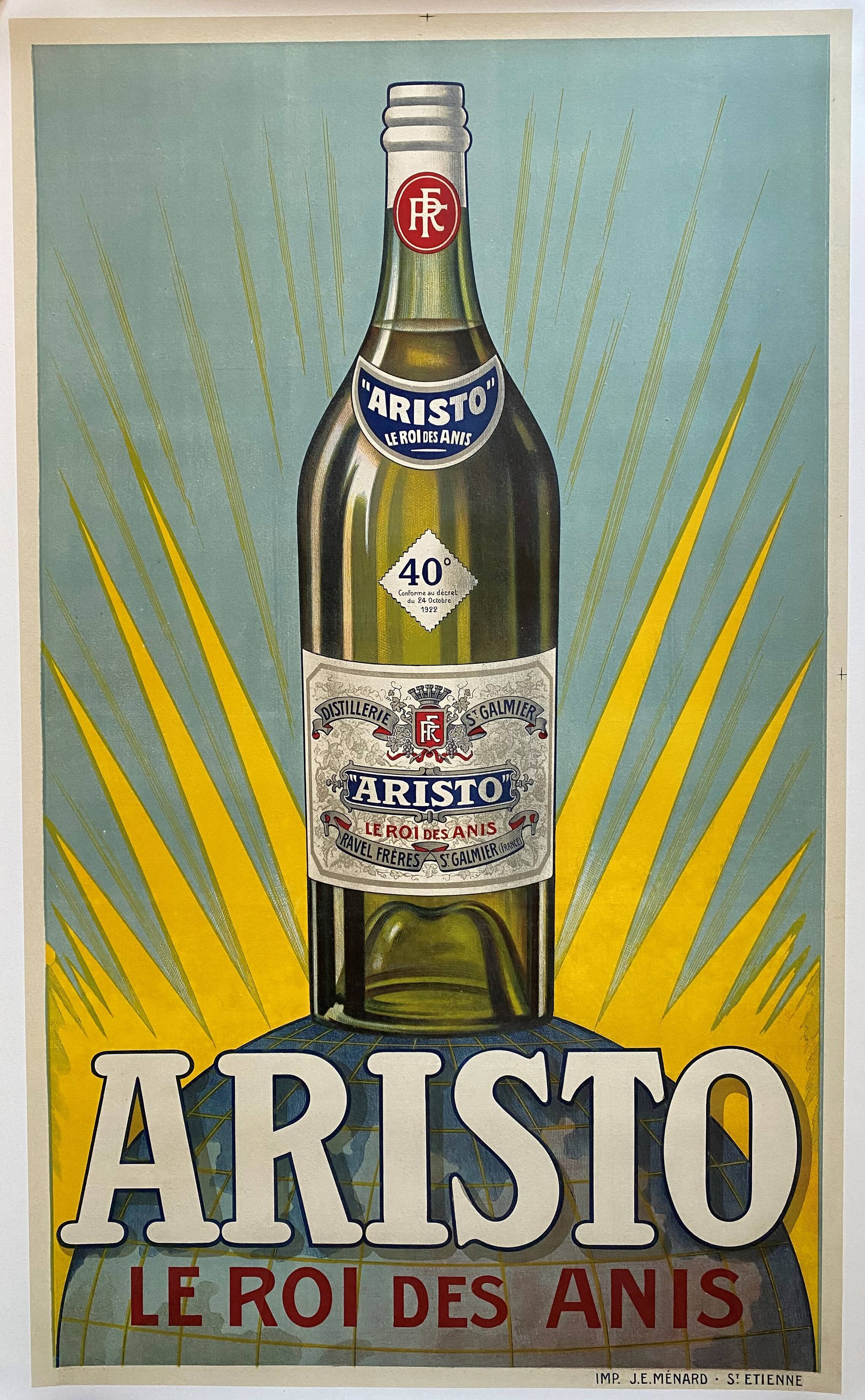 Original canvas poster "Aristo the King of Anise" 60x98cm 1930