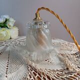 Frilly molded glass tulip walking lamp