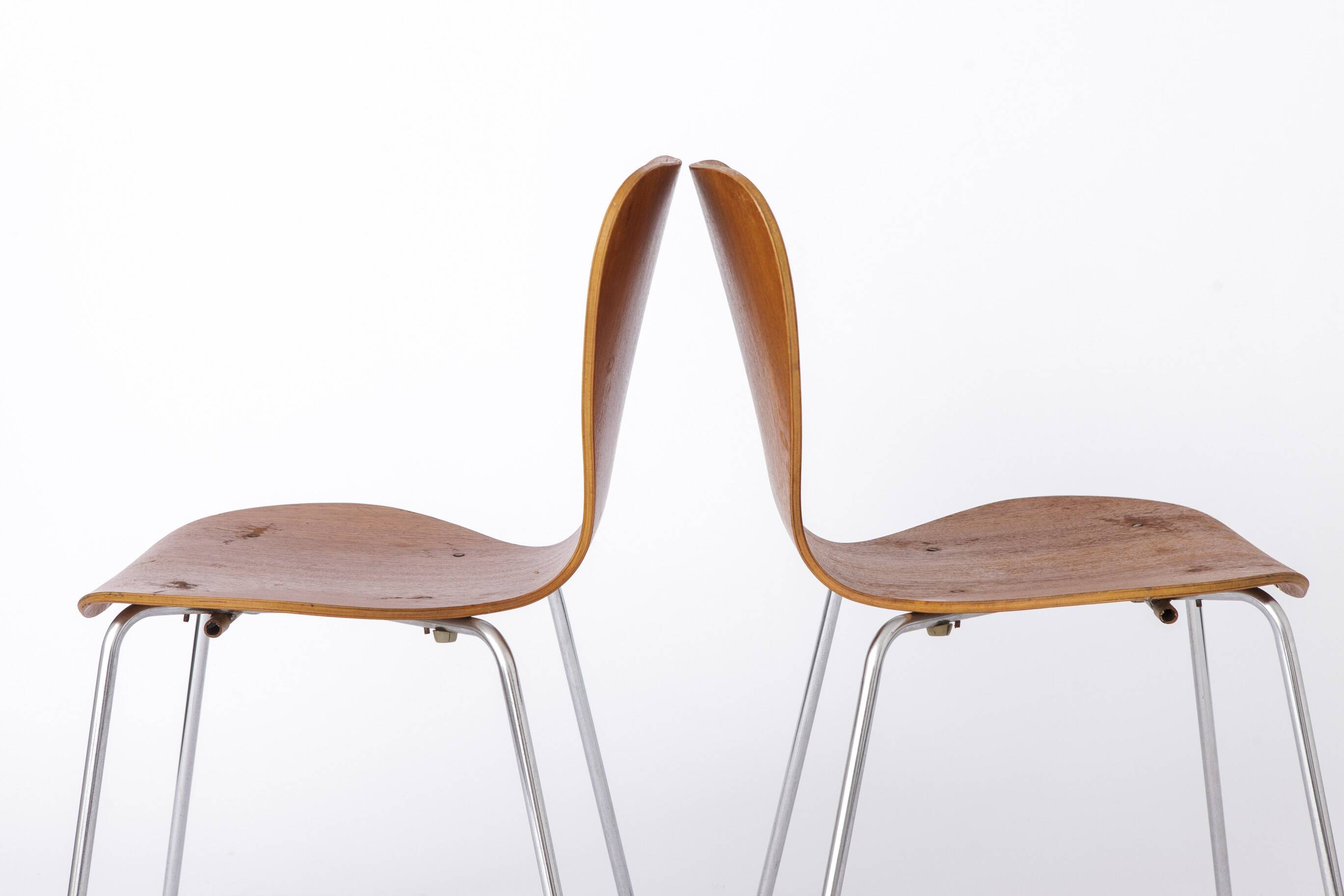 Set of 6 Vintage Stacking Chairs, 1960s, Teak - German Design