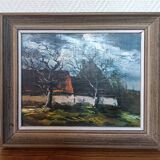 Framed reproduction painting of the painting "La Chaumière" Maurice de Vlaminck