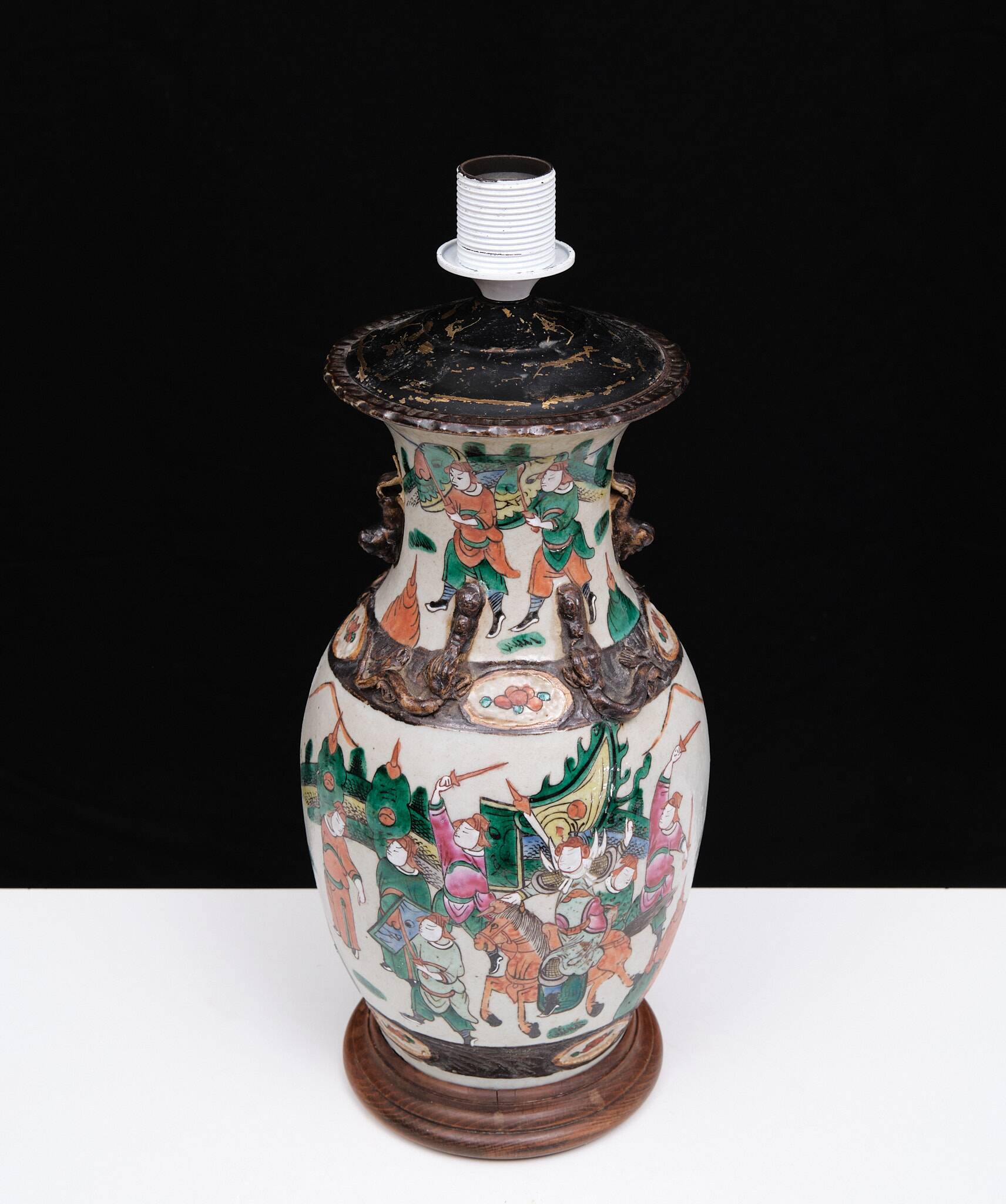 Nanking Earth-ware table lamp 1890s China