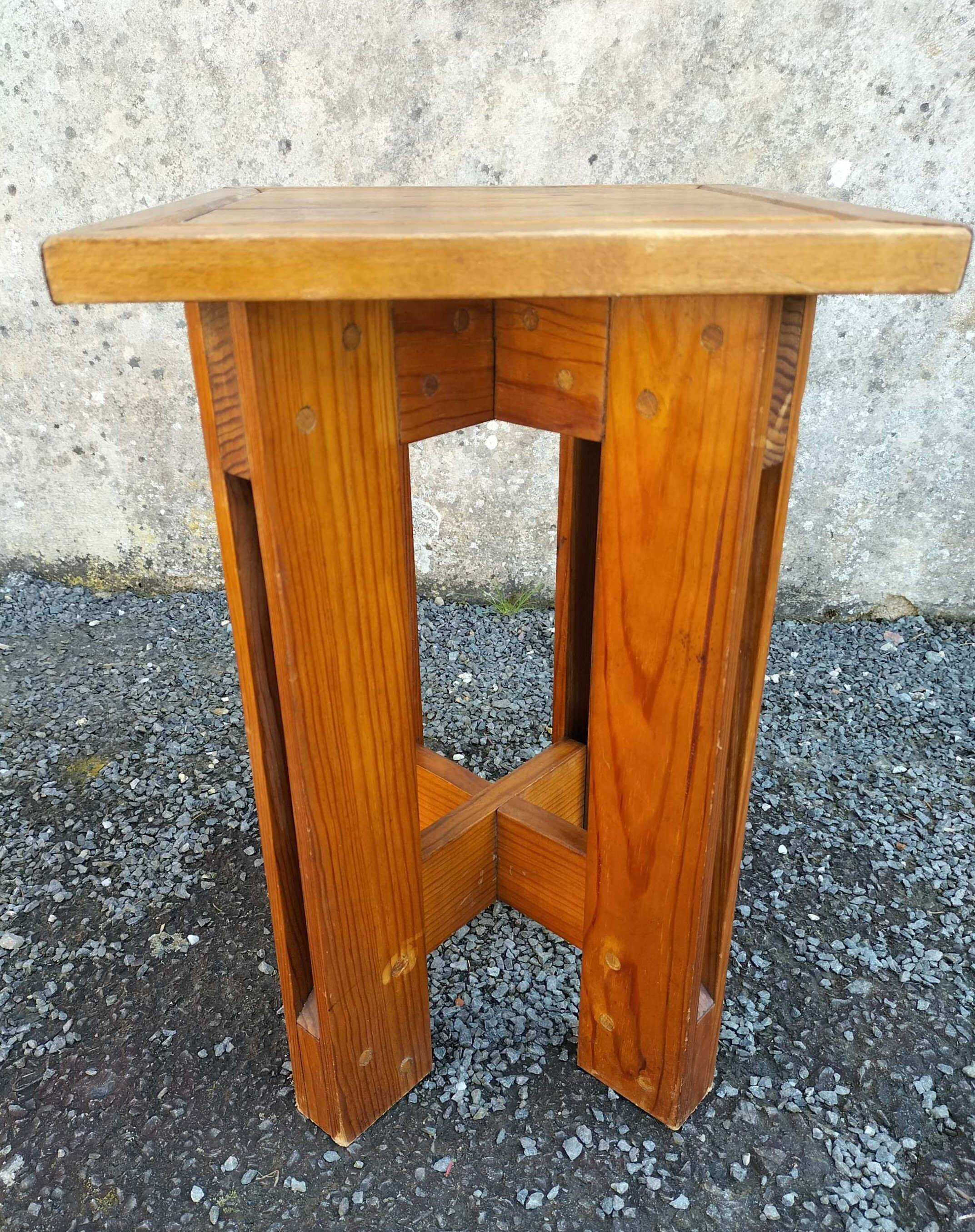 Vintage solid pine stool