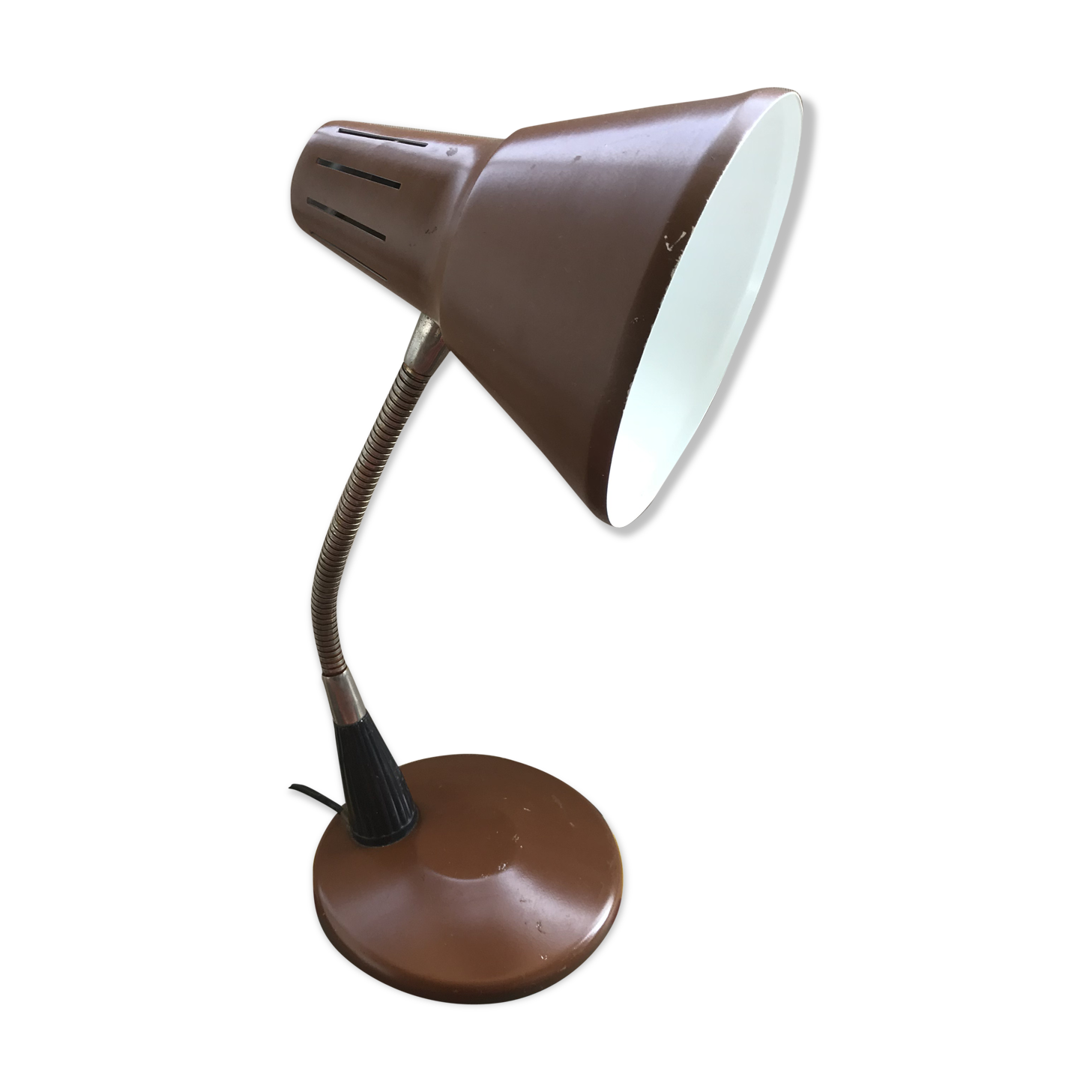 Office lamp workshop metal brown - flexible arms chrome 70vintage