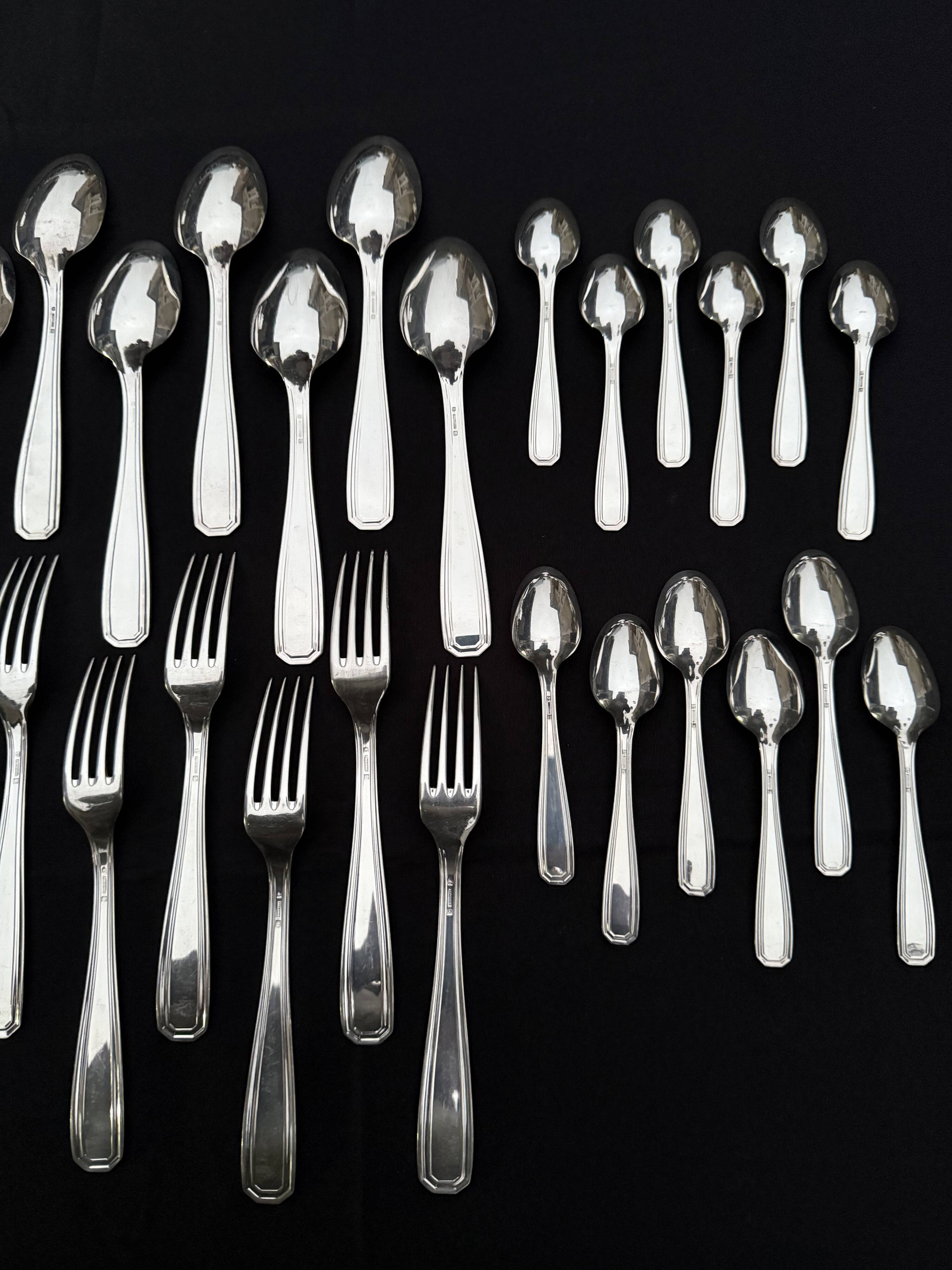 Alfenide 37-piece cutlery set for Christofle Saturne model