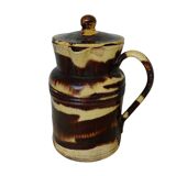 Pichet ancien en faïence française avec couvercle de Dieulefit