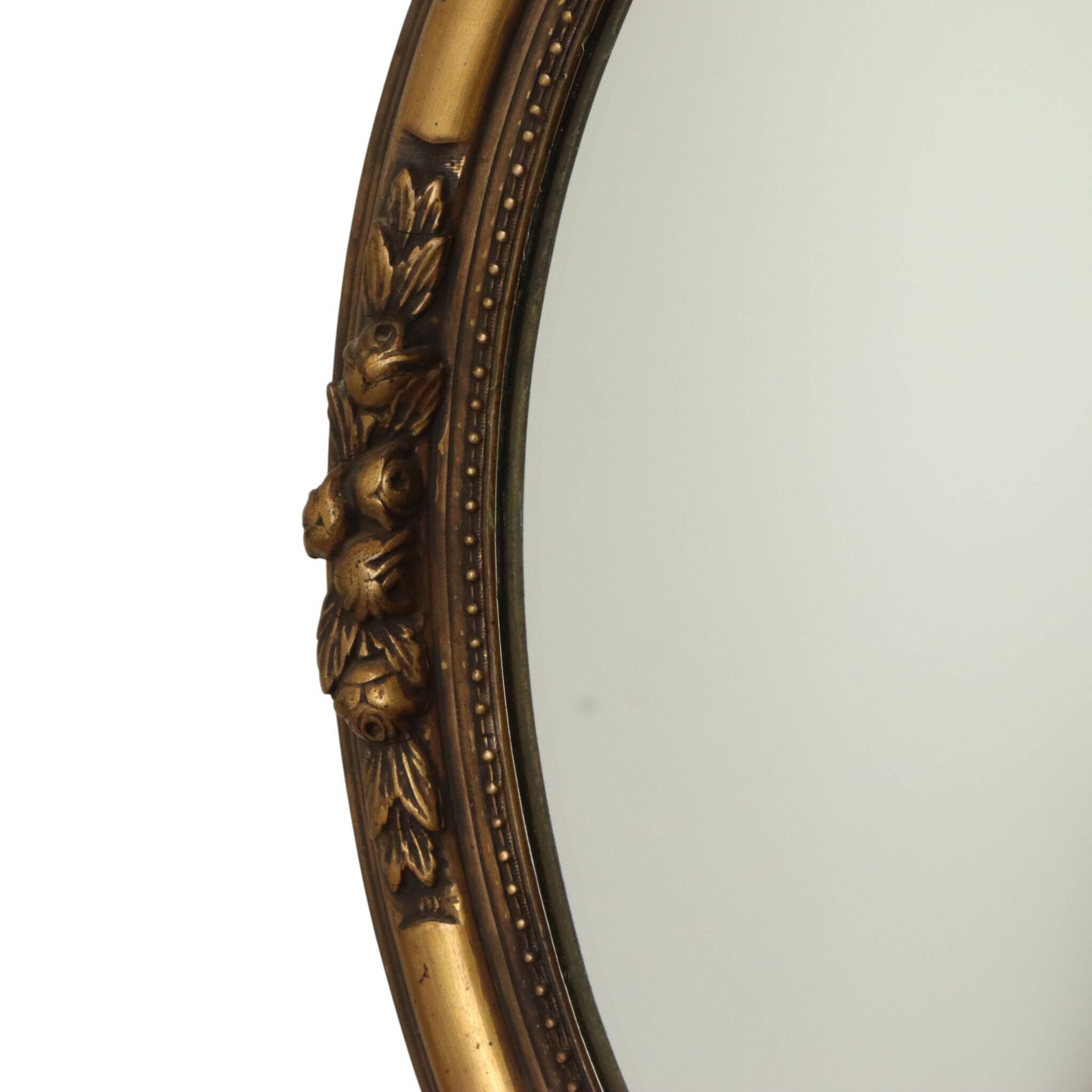 French Oval Gold Baroque-Style Mirror with Roses 58cm
