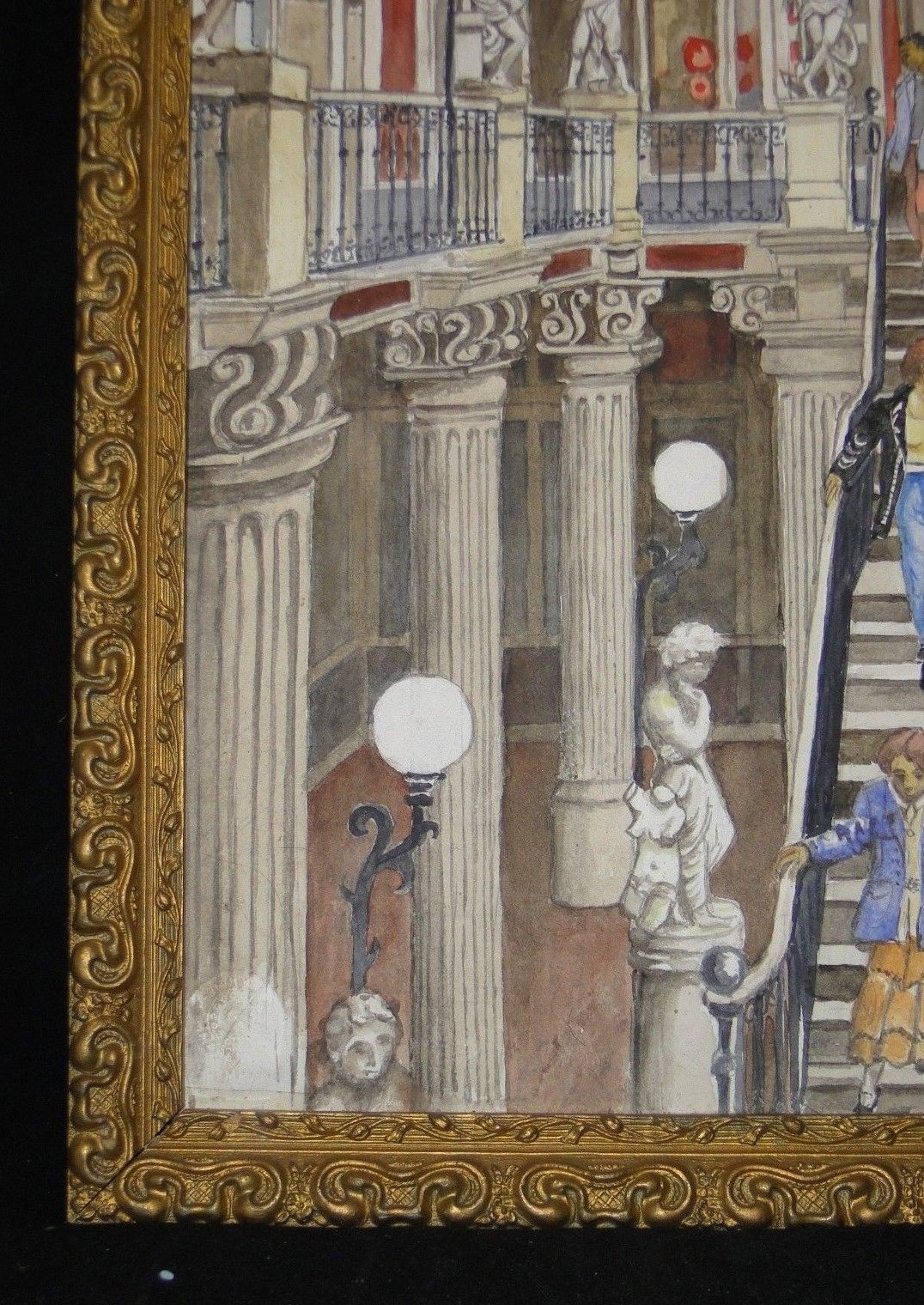 Aquarelle sur papier 1995 signe R. Daniel intérieur du passage Pommeraye