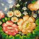 Black metal round top and vintage hand-painted flowers