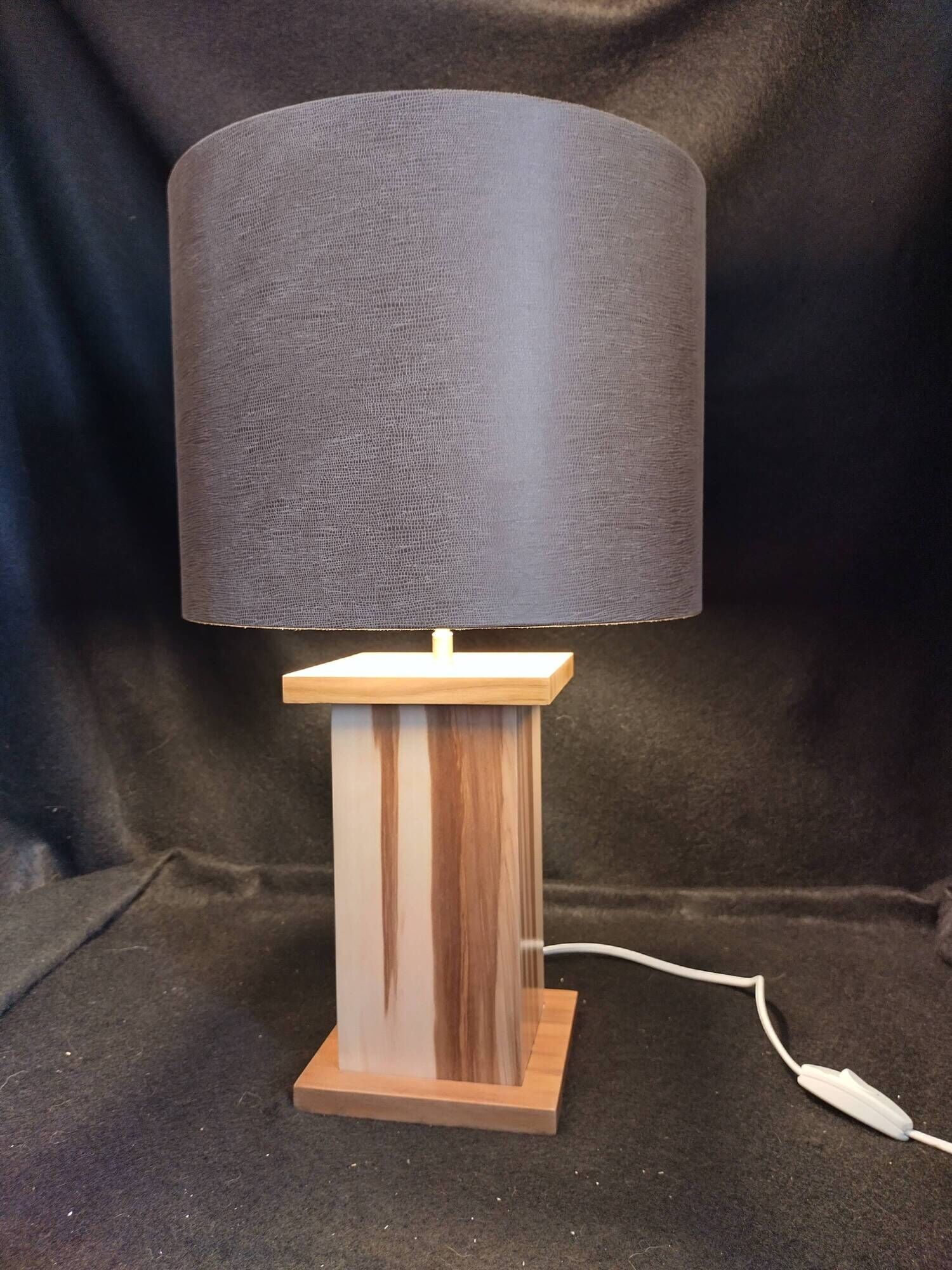 Handcrafted lamp in a contemporary style.