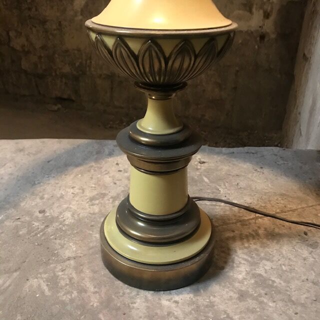Brass and painted brass lamp