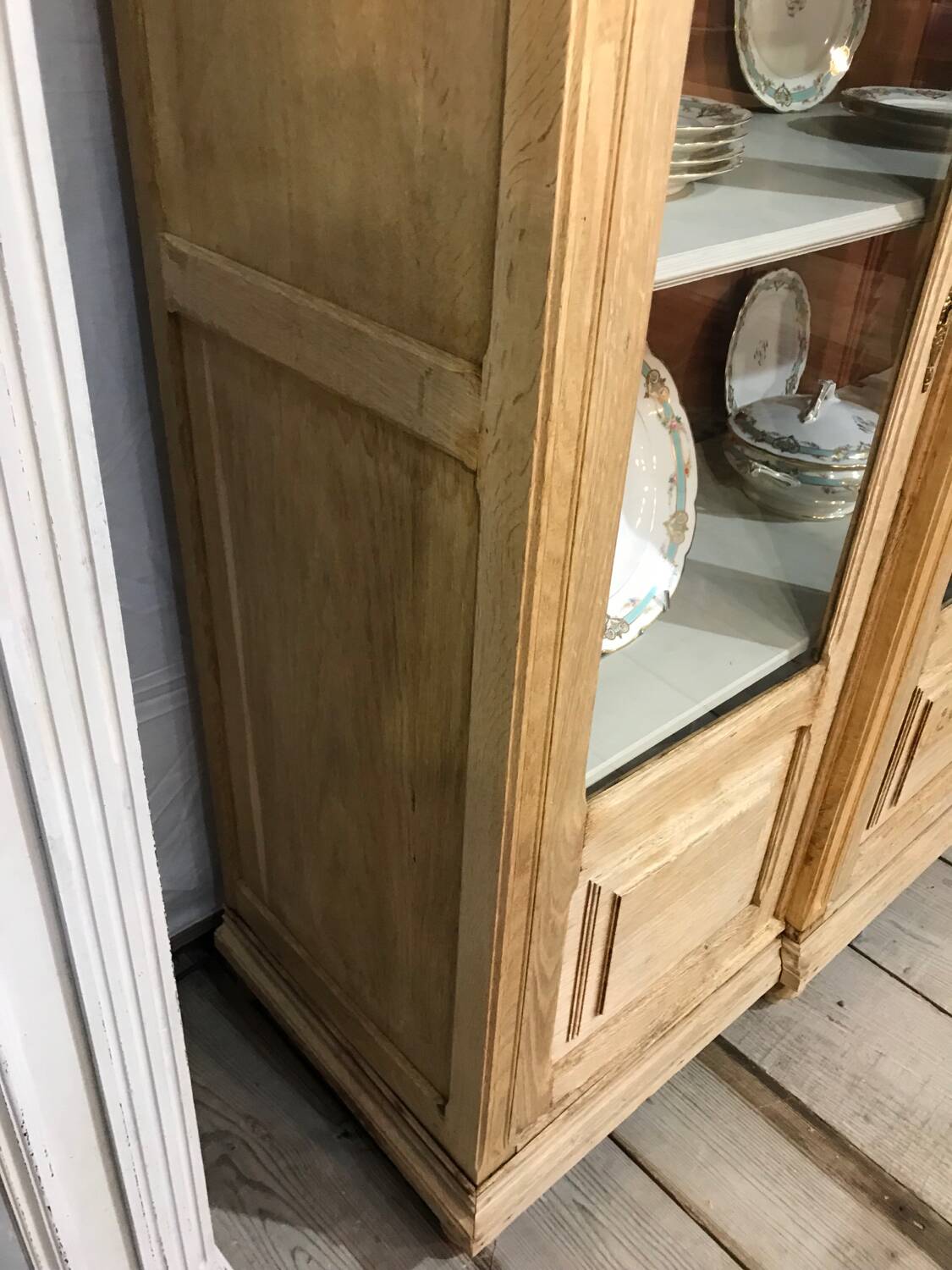 Pickled oak display bookcase
