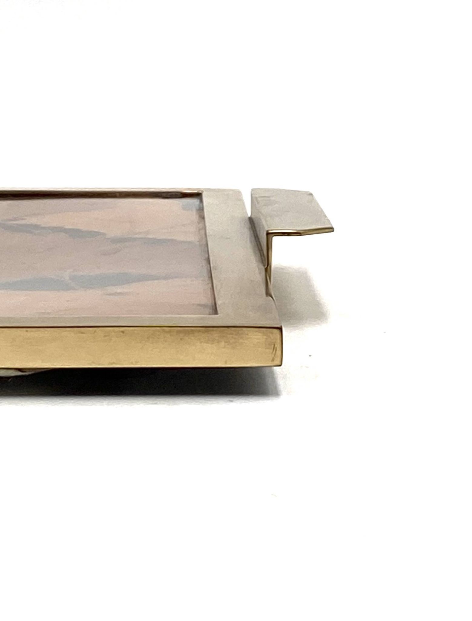 Hollywood regency brass and leaves resin tray, Montagnani Firenze Italy 1970s