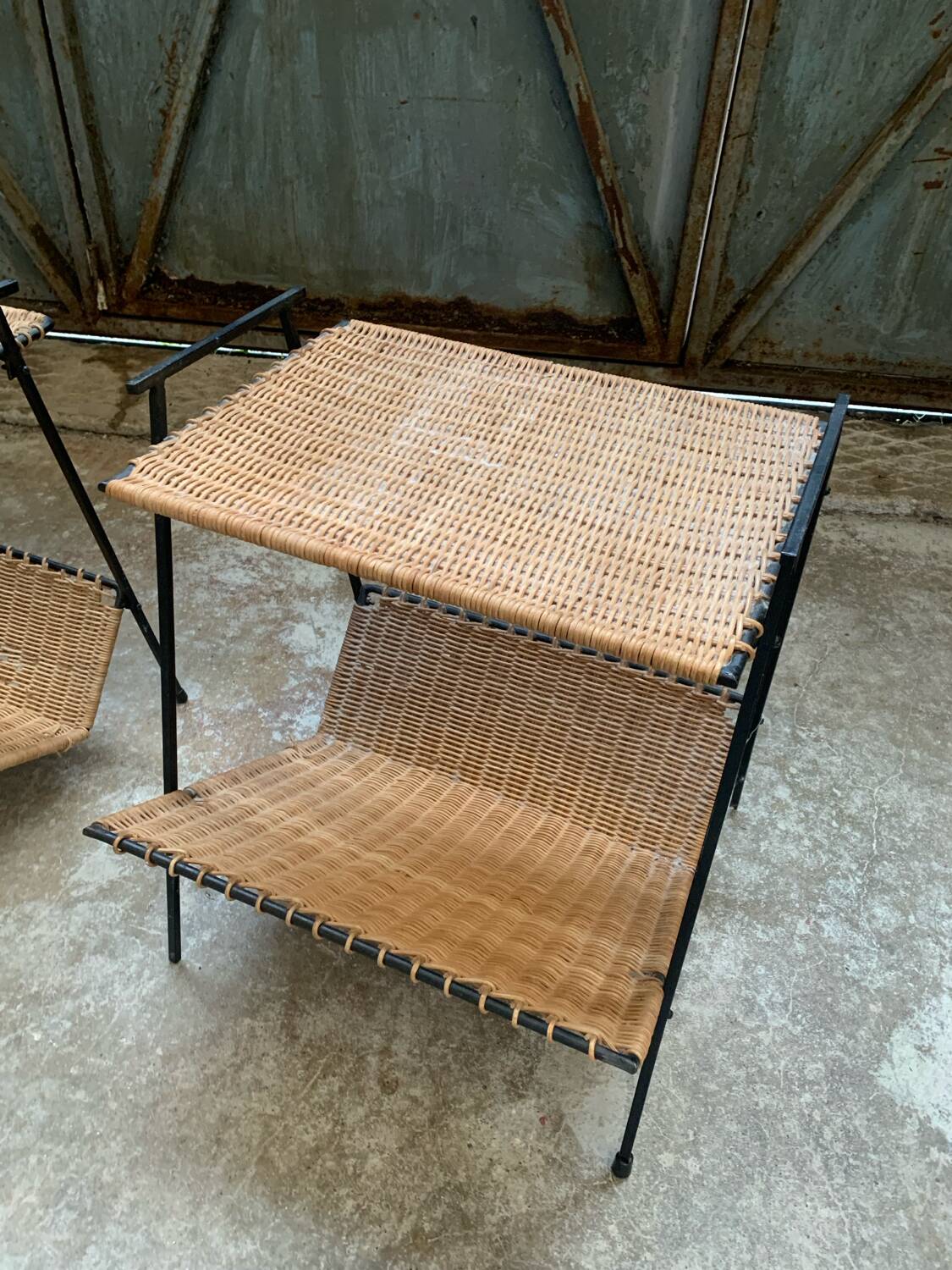 Pair of Raoul Guys Wicker Magazine Racks Circa 195