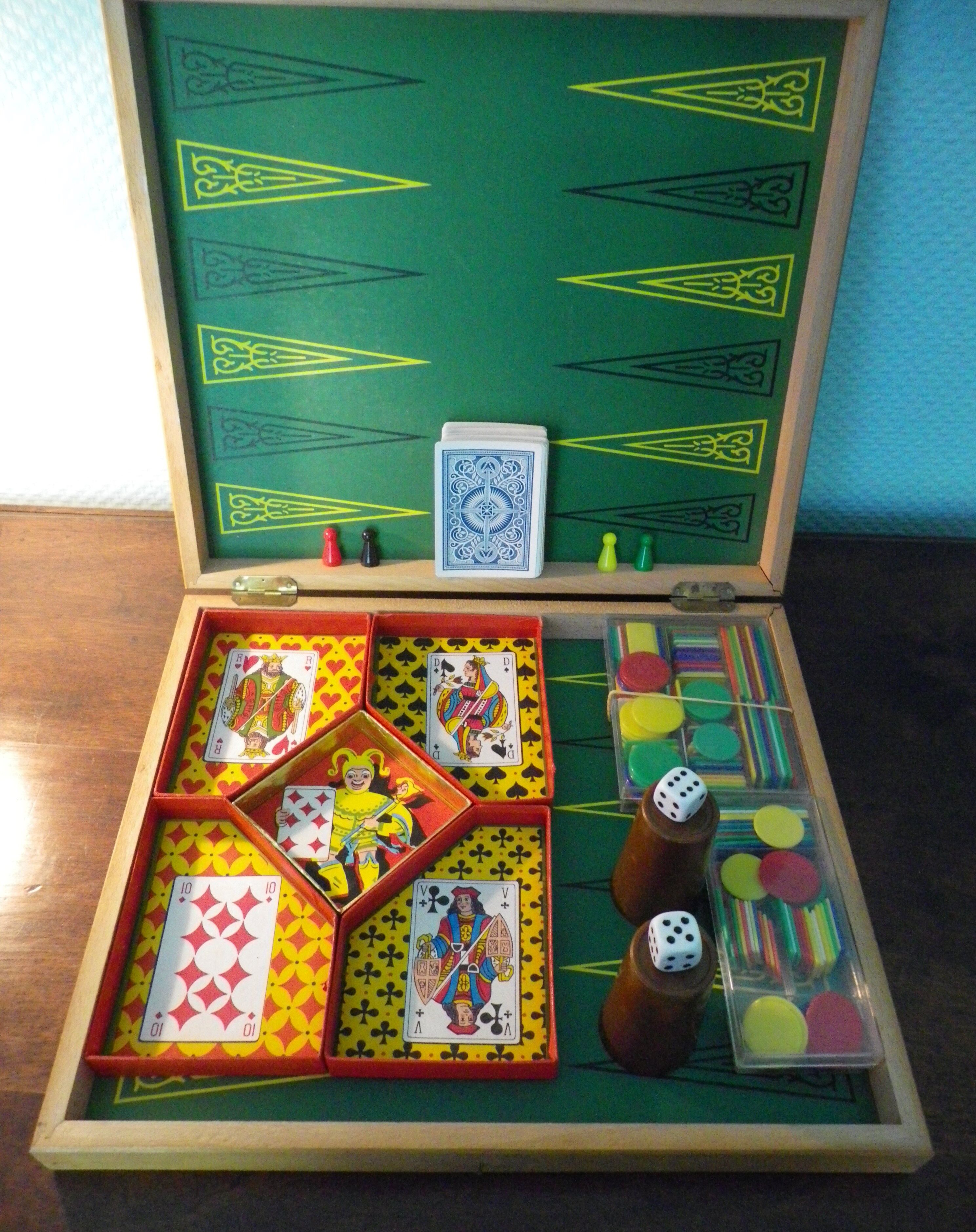 Malette en bois de 3 jeux vintage