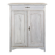 Small buffet with two doors and one drawer in white patinated wood.