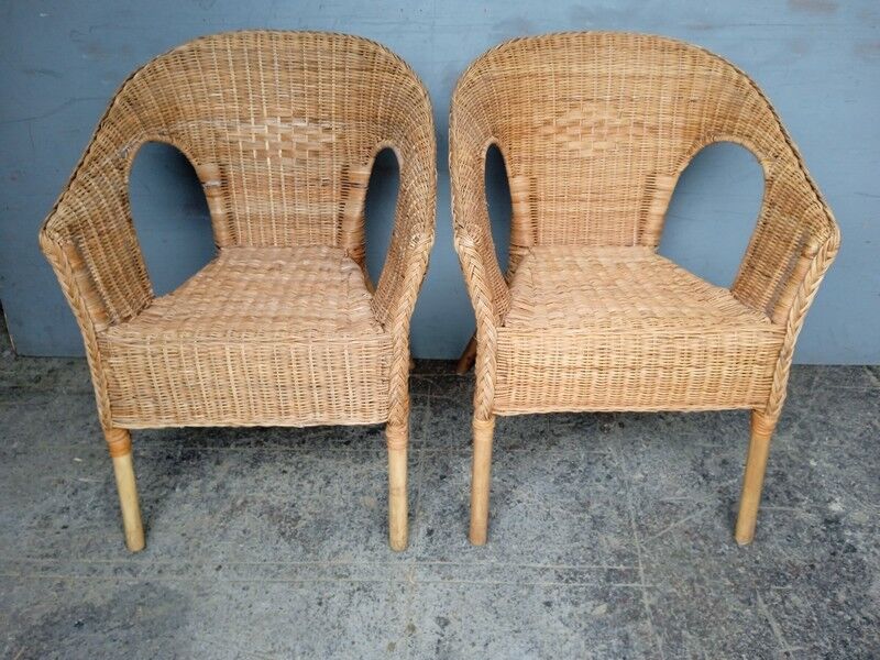 Pair of vintage rattan armchairs