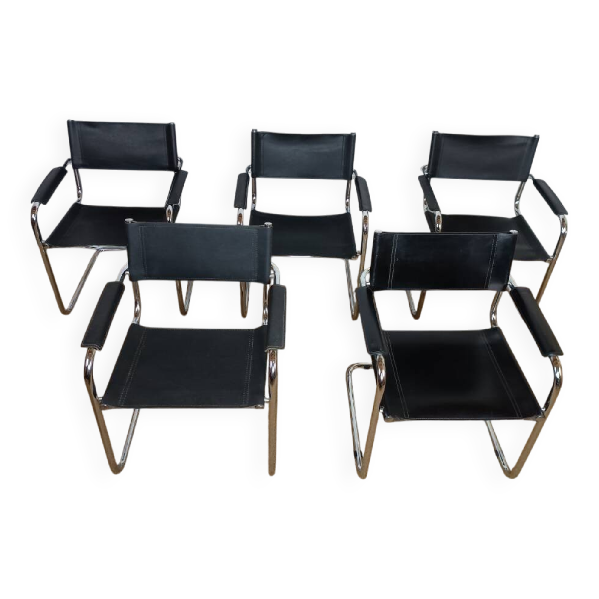 Ensemble de 5 fauteuils style B34 Marcel Breuer