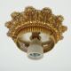 Midcentury ceiling light massive belgium textured glass gold-plated alu 70s