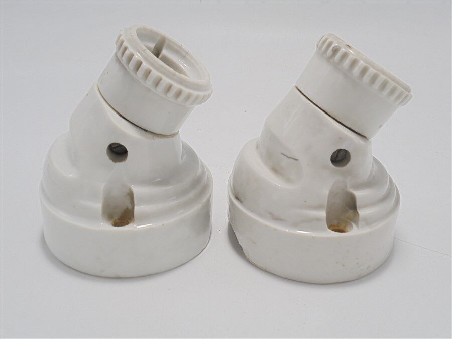 Duo of white ceramic wall lamps