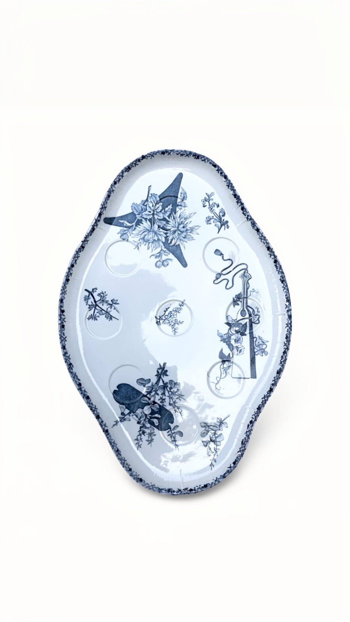 Old earthenware egg dish – Émile Bourgeois, late 19th century