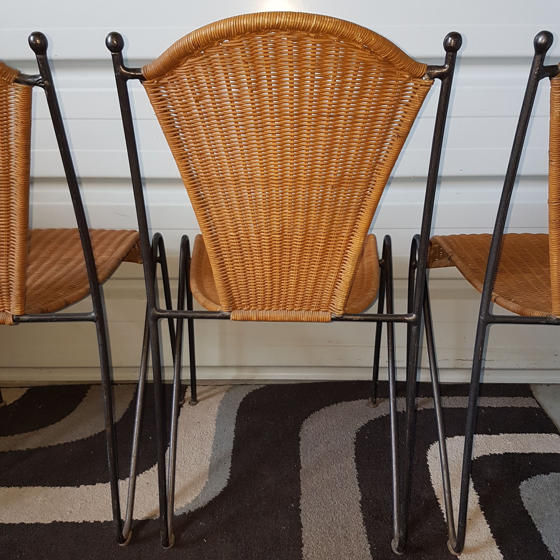 4 vintage canne chairs 1960