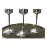 Series of 3 Art Deco candlesticks in silver-plated brass