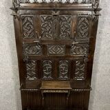 Neo-Gothic coat rack in carved oak, 19th century