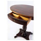 Oval side table on pillar with drawer in mahogany from around the year 1890s