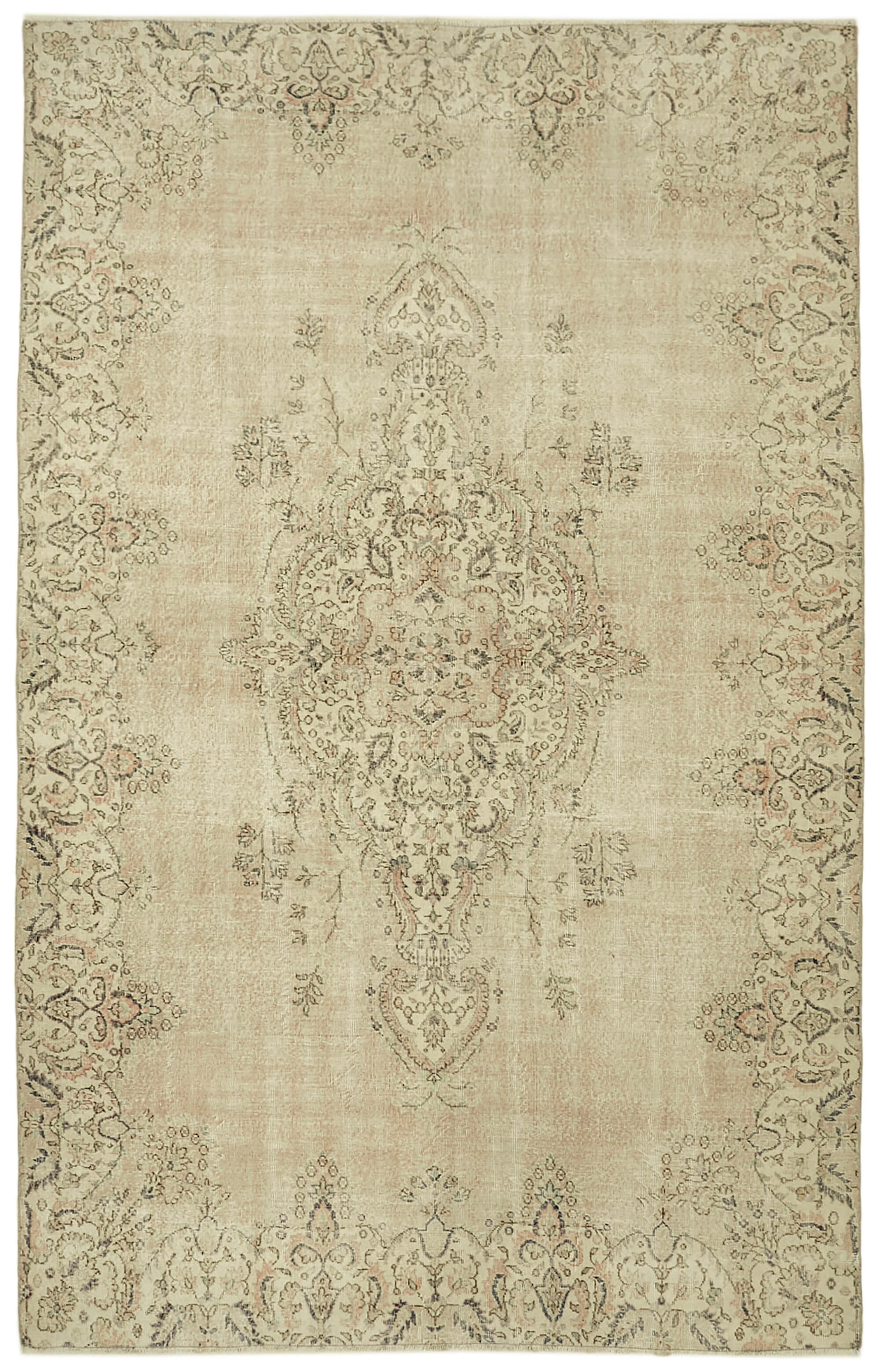 Hand-Knotted Persian Vintage 1970s 240 cm x 372 cm Beige Wool Carpet