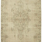 Hand-Knotted Persian Vintage 1970s 240 cm x 372 cm Beige Wool Carpet