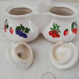 Set 3 large bowls and their sugar bowl, jam maker