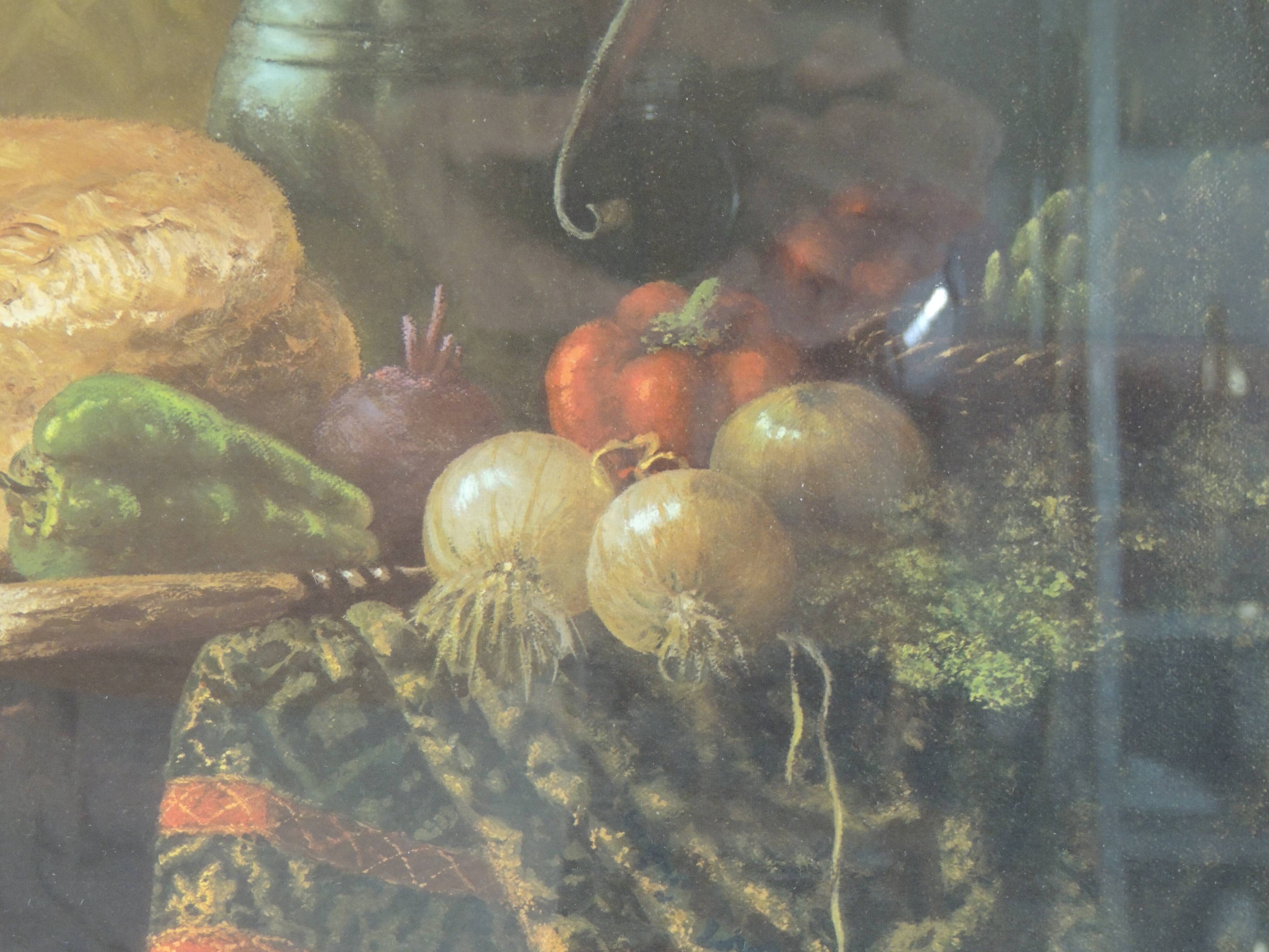 Tableau nature morte reproduction vintage cadre bois