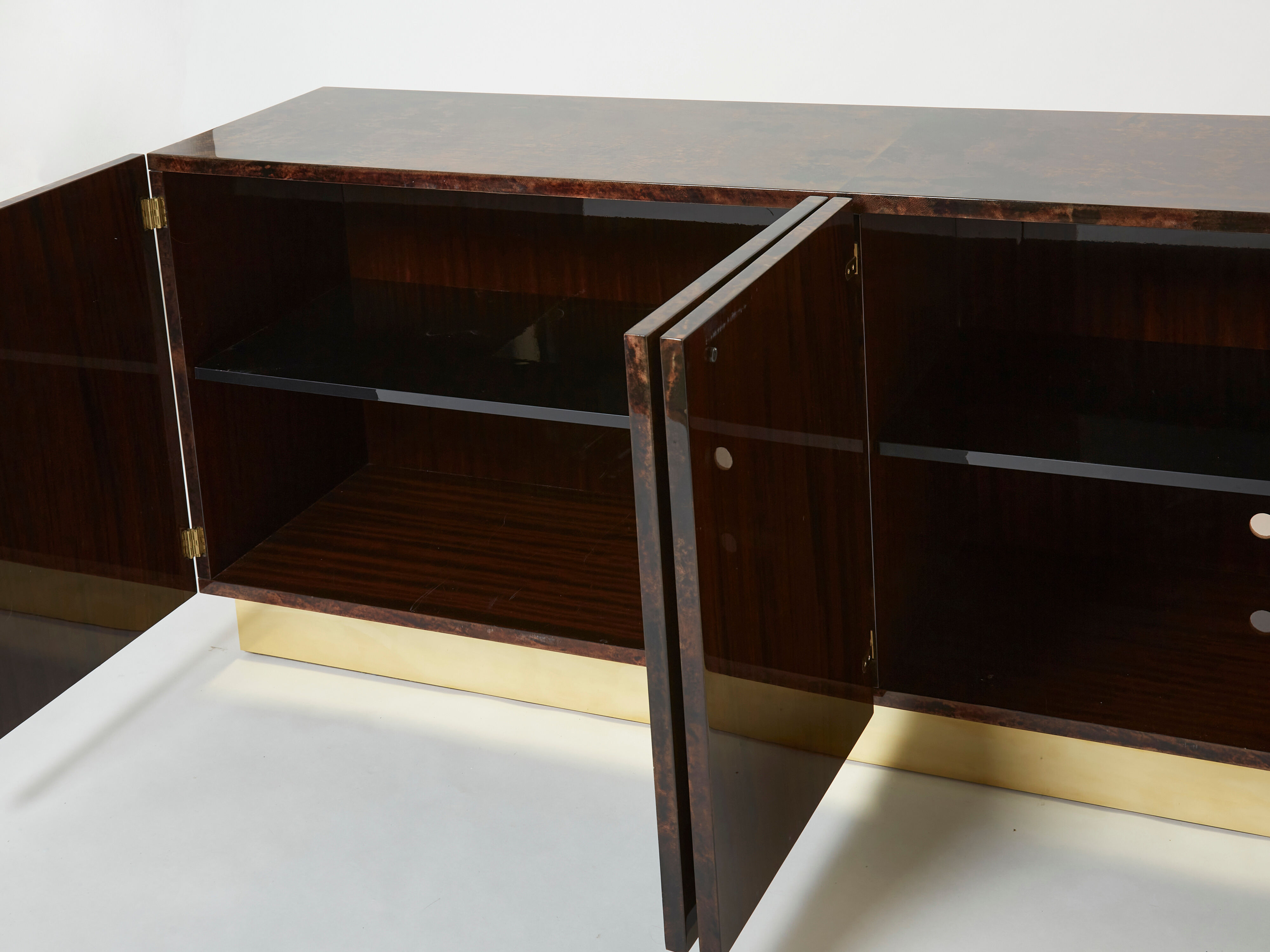 Aldo Tura sideboard in brown parchment and brass 1960