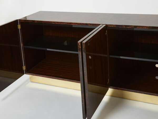 Enfilade Aldo Tura en parchemin marron et laiton 1960