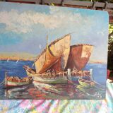 Table oil on panel, navy
