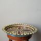 Extra-large enameled copper tray or catchall with ethnic tribal decoration.
