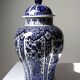 Large covered vase Boch Holland Royal Sphinx in Delft blue earthenware.