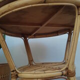 Round rattan side table 60s -70s / vintage